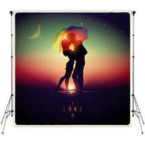 Illustration Of A Couple Kissing With A Vintage Effect Backdrops 60435483