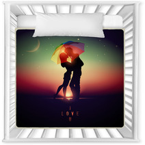 Illustration Of A Couple Kissing With A Vintage Effect Nursery Decor 60435483