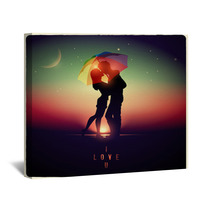 Illustration Of A Couple Kissing With A Vintage Effect Wall Art 60435483