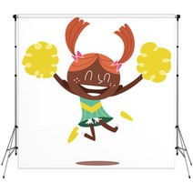 Illustration Of A Young Smiling Cheerleader Jumping And Cheering Backdrops 29463316