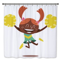 Illustration Of A Young Smiling Cheerleader Jumping And Cheering Bath Decor 29463316
