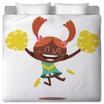 Illustration Of A Young Smiling Cheerleader Jumping And Cheering Bedding 29463316