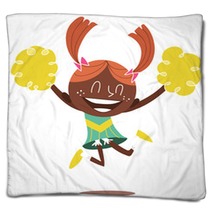 Illustration Of A Young Smiling Cheerleader Jumping And Cheering Blankets 29463316