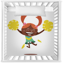 Illustration Of A Young Smiling Cheerleader Jumping And Cheering Nursery Decor 29463316