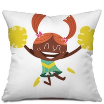 Illustration Of A Young Smiling Cheerleader Jumping And Cheering Pillows 29463316