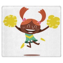 Illustration Of A Young Smiling Cheerleader Jumping And Cheering Rugs 29463316