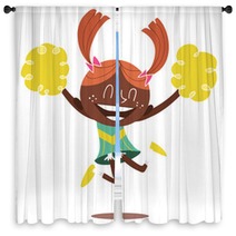 Illustration Of A Young Smiling Cheerleader Jumping And Cheering Window Curtains 29463316