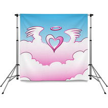 Illustration Of Angel Heart Over The Clouds Backdrops 34207533