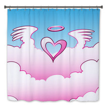 Illustration Of Angel Heart Over The Clouds Bath Decor 34207533