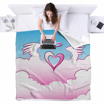 Illustration Of Angel Heart Over The Clouds Blankets 34207533