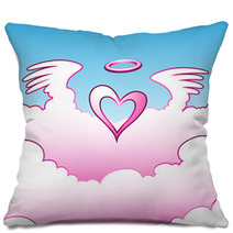 Illustration Of Angel Heart Over The Clouds Pillows 34207533