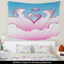 Illustration Of Angel Heart Over The Clouds Wall Art 34207533