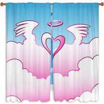 Illustration Of Angel Heart Over The Clouds Window Curtains 34207533