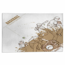 Illustration Of Baseball Hand Drawn Baseball Poster Sport Background Rugs 112079691