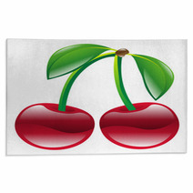 Illustration Of Cherry Fruit Icon Clipart Rugs 55468219