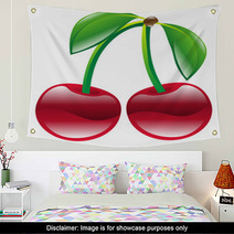 Illustration Of Cherry Fruit Icon Clipart Wall Art 55468219