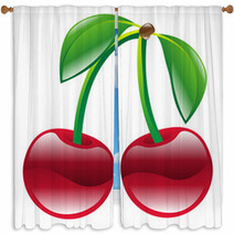 Illustration Of Cherry Fruit Icon Clipart Window Curtains 55468219