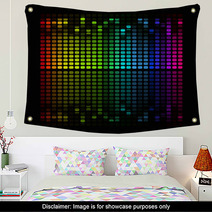 Illustration Of Colorful Musical Bar Showing Volume On Black Wall Art 59901914