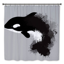 Illustration Of Grampus With Watercolor Splashes Vector Killer Whale For Your Design Bath Decor 192992103