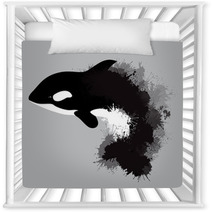 Illustration Of Grampus With Watercolor Splashes Vector Killer Whale For Your Design Nursery Decor 192992103