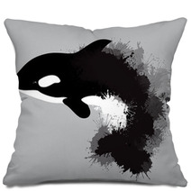 Illustration Of Grampus With Watercolor Splashes Vector Killer Whale For Your Design Pillows 192992103