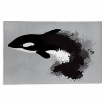 Illustration Of Grampus With Watercolor Splashes Vector Killer Whale For Your Design Rugs 192992103