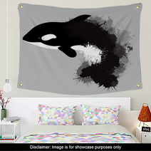 Illustration Of Grampus With Watercolor Splashes Vector Killer Whale For Your Design Wall Art 192992103