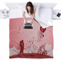 Illustration Of Love And Valentine Day Blankets 186478956
