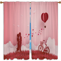 Illustration Of Love And Valentine Day Window Curtains 186478956