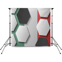 Illustration Of Mexican Flag With Soccer Items Backdrops 65580801