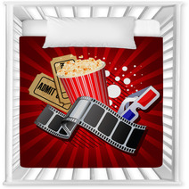 Illustration Of  Movie Theme Objects On Red Background Nursery Decor 39651336