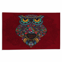 Illustration Of Ornamental Owl Bird Illustrated In Tribal Boho Owl With Love Heart For Valentine Day Rugs 103706116
