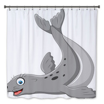 Illustration Of Seals Happy Smile On White Back Ground Bath Decor 90040419