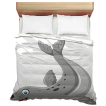 Illustration Of Seals Happy Smile On White Back Ground Bedding 90040419