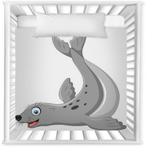 Illustration Of Seals Happy Smile On White Back Ground Nursery Decor 90040419