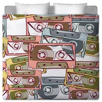 Illustration Of Seamless Pattern With Vintage Audio Cassette Bedding 78003808