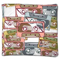 Illustration Of Seamless Pattern With Vintage Audio Cassette Blankets 78003808