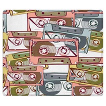 Illustration Of Seamless Pattern With Vintage Audio Cassette Rugs 78003808
