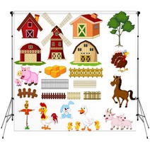 Illustration Of The Things And Animals At The Farm Backdrops 65150556