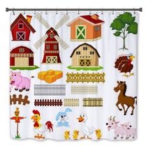 Illustration Of The Things And Animals At The Farm Bath Decor 65150556