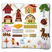 Illustration Of The Things And Animals At The Farm Blankets 65150556