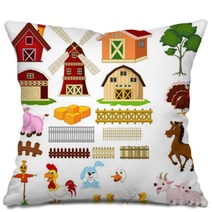 Illustration Of The Things And Animals At The Farm Pillows 65150556