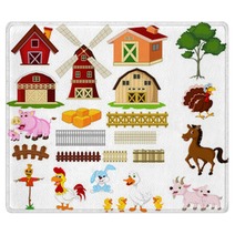 Illustration Of The Things And Animals At The Farm Rugs 65150556