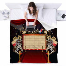 Illustration Of Theatre Marquee With Movie Theme Objects. Blankets 39650156