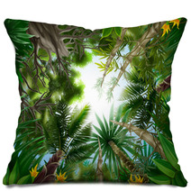 Illustration Of Tropical Forest Pillows 12119747