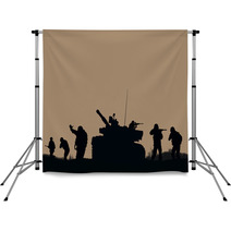 Illustration The Soldiers Going To Attack And Helicopters Backdrops 116814897