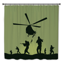 Illustration The Soldiers Going To Attack And Helicopters Bath Decor 116641692
