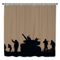 Illustration The Soldiers Going To Attack And Helicopters Bath Decor 116814897