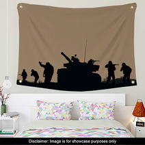 Illustration The Soldiers Going To Attack And Helicopters Wall Art 116814897
