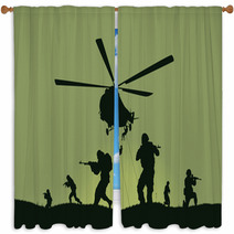Illustration The Soldiers Going To Attack And Helicopters Window Curtains 116641692